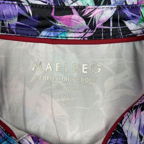 Maelreg Polo Shirt Mens Small Floral Geometric Performance Golf Stretch Colorful - Picture 5 of 8